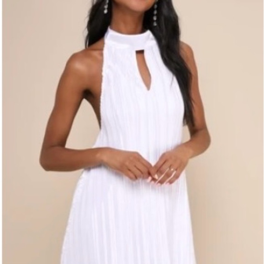 NWT Lulus Pretty Aura White Satin Plisse